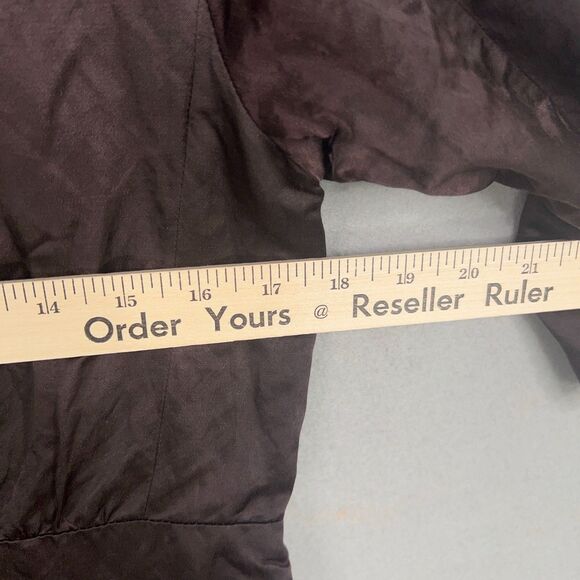 Eileen Fisher Coat Womens XS Steel Satin Metallic Jacket Crinkled Trench Luxury - Picture 10 of 13